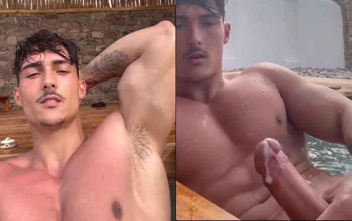 Levy Van Wilgen jerks off in the pool